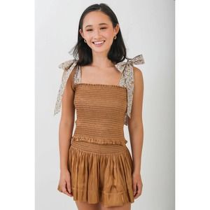 Koch Cece Smocked Top in Copper Sun Gloss Size Medium